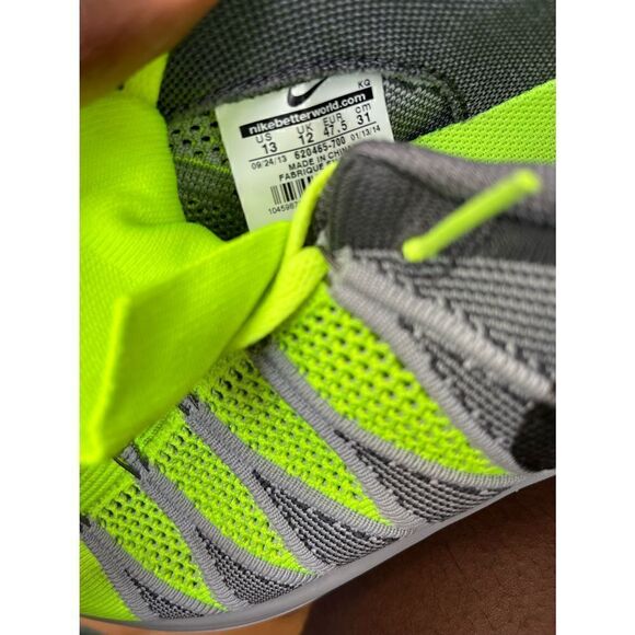 Nike Mens FlyKnit Lunar 2 620465-700 Gray Volt Running Shoes Lace Up Size 13 main image 3